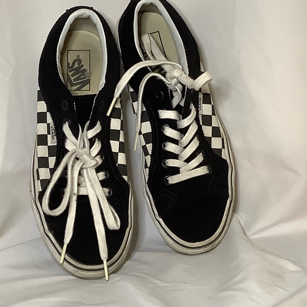 Vans Corduroy Black and White Checkered Shoes